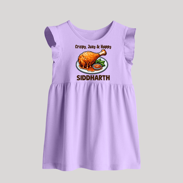 Crispy Juicy Chicken Baby Frock - LILAC - 0 - 3 Months Old (Chest 17")