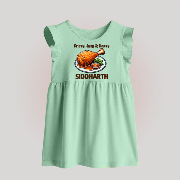 Crispy Juicy Chicken Baby Frock - MINT GREEN - 0 - 3 Months Old (Chest 17")