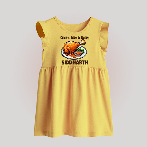 Crispy Juicy Chicken Baby Frock - PASTEL YELLOW - 0 - 3 Months Old (Chest 17")