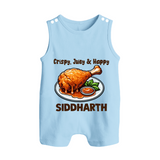 Crispy Juicy Chicken Button Romper - BABY BLUE - New Born (Chest 18")