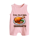 Crispy Juicy Chicken Button Romper - BABY PINK - New Born (Chest 18")