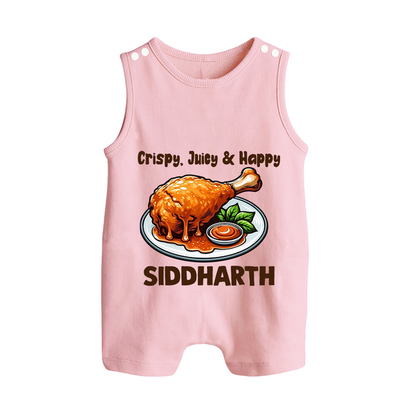 Crispy Juicy Chicken Button Romper - BABY PINK - New Born (Chest 18")