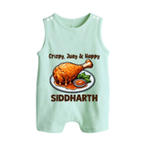 Crispy Juicy Chicken Button Romper - MINT GREEN - New Born (Chest 18")