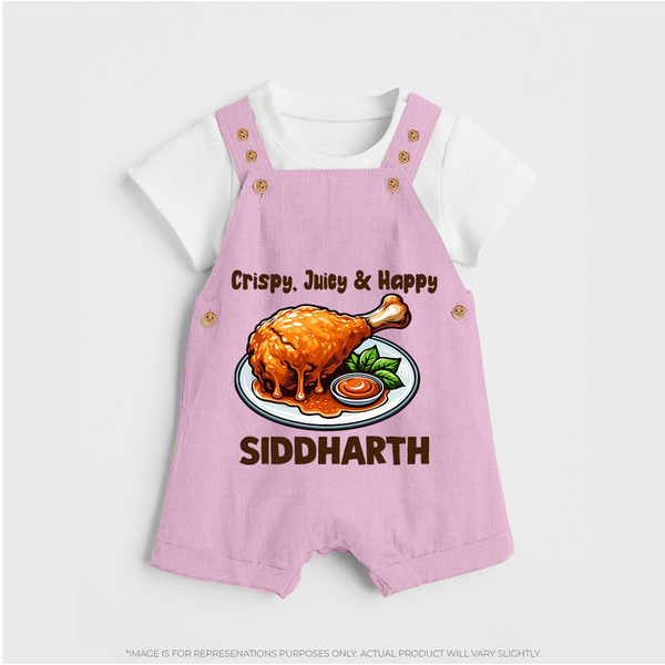 Crispy Juicy Chicken Dungaree - BABY PINK - 0 - 5 Months Old (Chest 18")