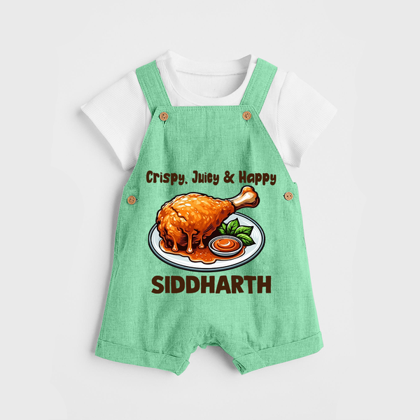 Crispy Juicy Chicken Dungaree - GREEN - 0 - 5 Months Old (Chest 18")