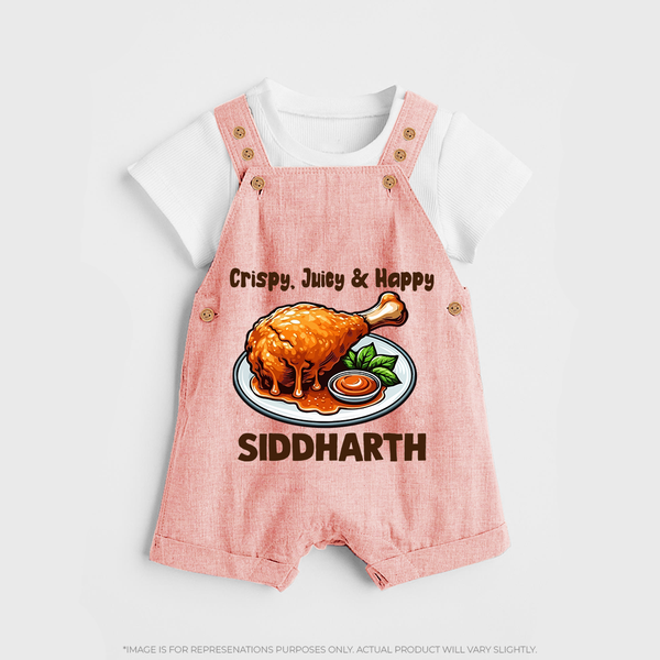 Crispy Juicy Chicken Dungaree - PEACH - 0 - 5 Months Old (Chest 18")