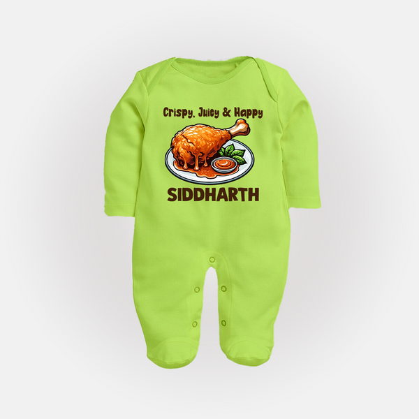Crispy Juicy Chicken Full body suit - LIME GREEN - New Born (Chest 7.5")