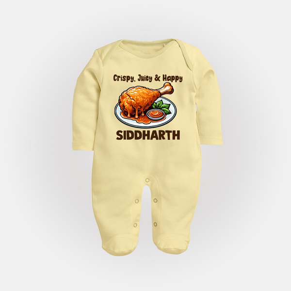 Crispy Juicy Chicken Full body suit - PASTEL YELLOW - New Born (Chest 7.5")