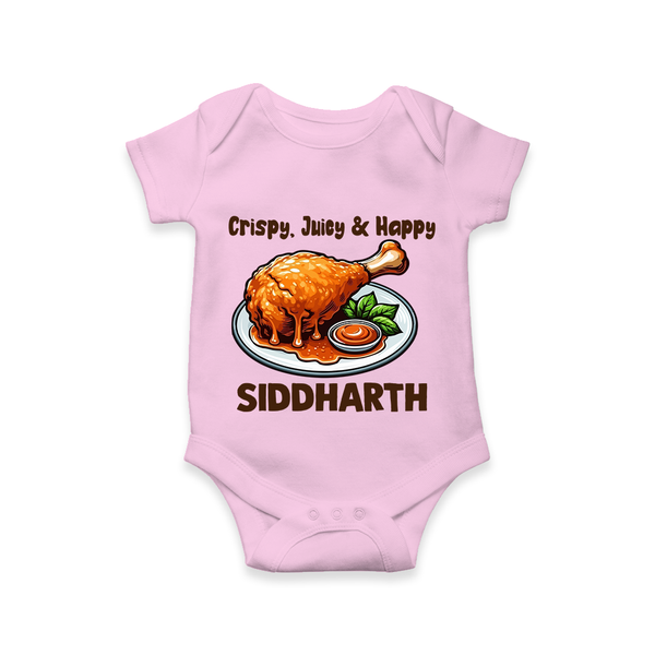 Crispy Juicy Chicken Baby Romper - BABY PINK - New Born (Chest 14")