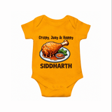 Crispy Juicy Chicken Baby Romper - CHROME YELLOW - New Born (Chest 14")