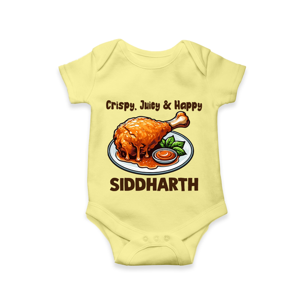 Crispy Juicy Chicken Baby Romper - PASTEL YELLOW - New Born (Chest 14")