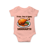 Crispy Juicy Chicken Baby Romper - PEACH - New Born (Chest 14")