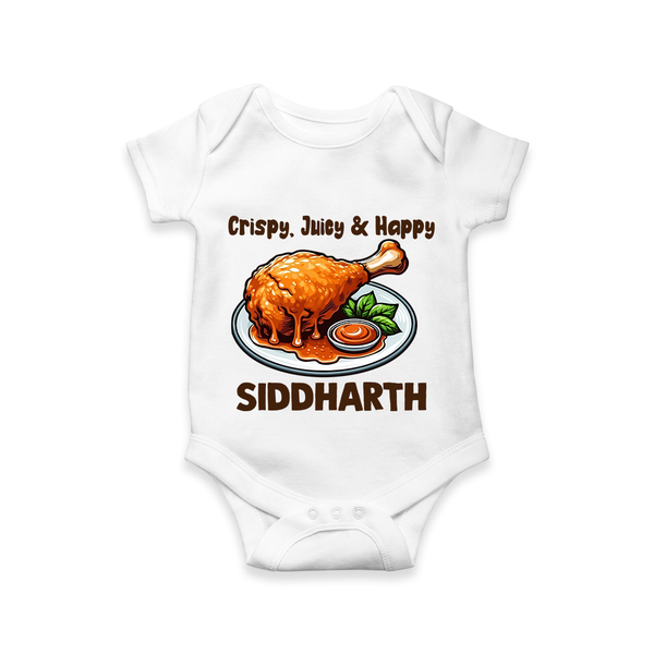 Crispy Juicy Chicken Baby Romper - WHITE - New Born (Chest 14")