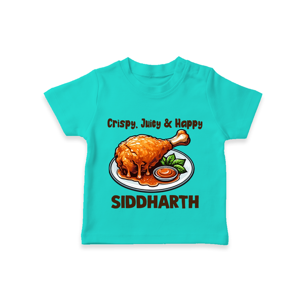 Crispy Juicy Chicken Tshirt - TEAL - 0-5 Months Old (Chest 17")