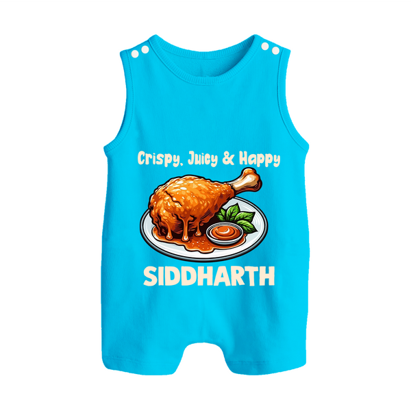Crispy Juicy Chicken Button Romper - SKY BLUE - New Born (Chest 18")