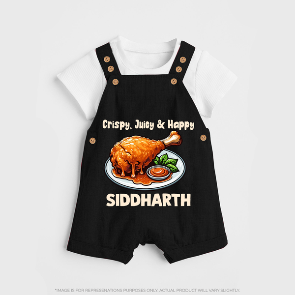 Crispy Juicy Chicken Dungaree - BLACK - 0 - 5 Months Old (Chest 18")