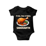 Crispy Juicy Chicken Baby Romper - BLACK - New Born (Chest 14")