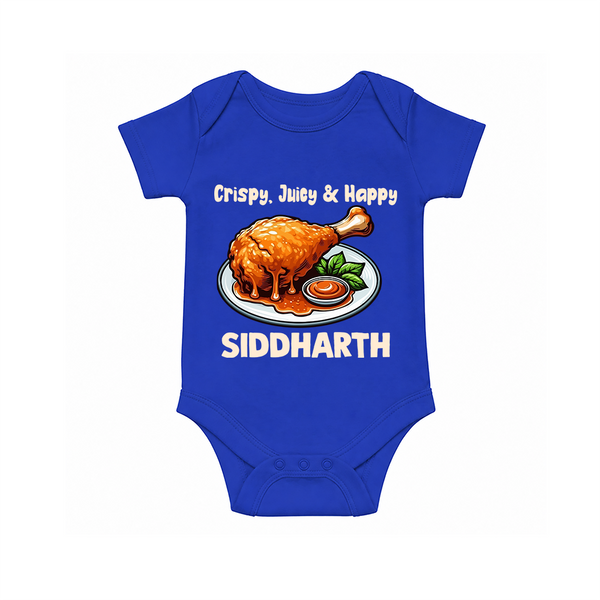 Crispy Juicy Chicken Baby Romper - COBALT BLUE - New Born (Chest 14")