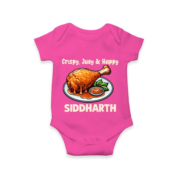 Crispy Juicy Chicken Baby Romper - HOT PINK - New Born (Chest 14")