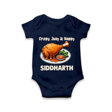 Crispy Juicy Chicken Baby Romper - NAVY BLUE - New Born (Chest 14")