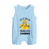 Pasta Lover Button Romper - BABY BLUE - New Born (Chest 18")