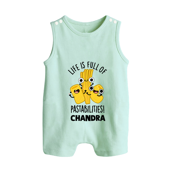 Pasta Lover Button Romper - MINT GREEN - New Born (Chest 18")