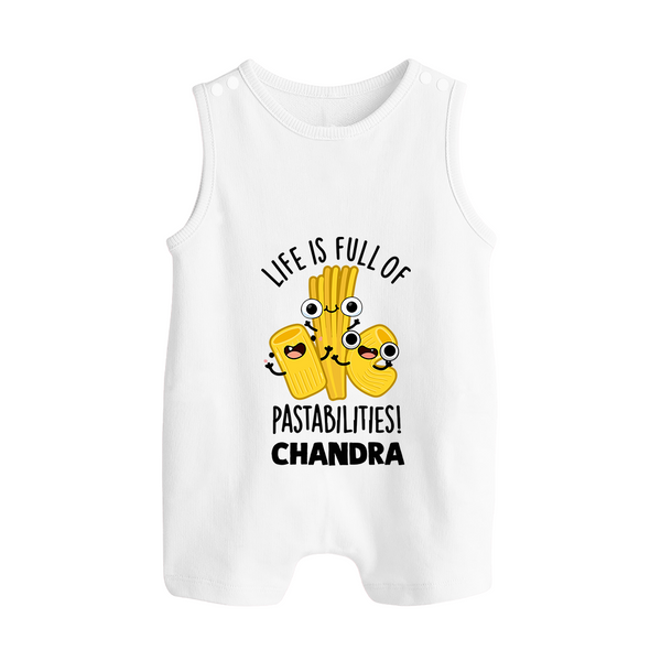 Pasta Lover Button Romper - WHITE - New Born (Chest 18")
