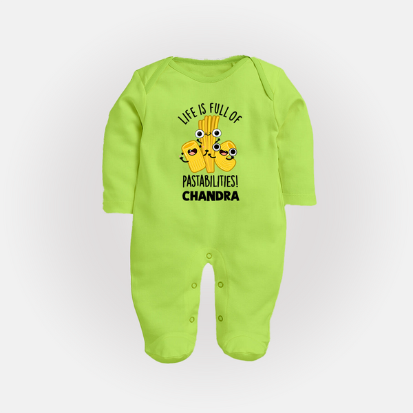 Pasta Lover Full body suit - LIME GREEN - New Born (Chest 7.5")