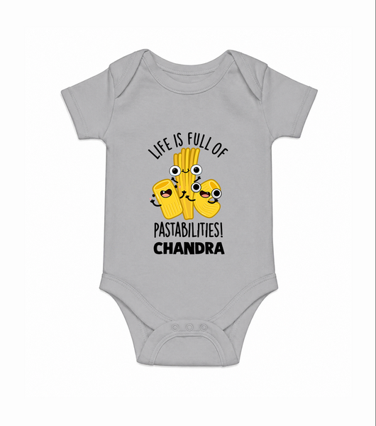 Pasta Lover Baby Romper - GREY - New Born (Chest 14")