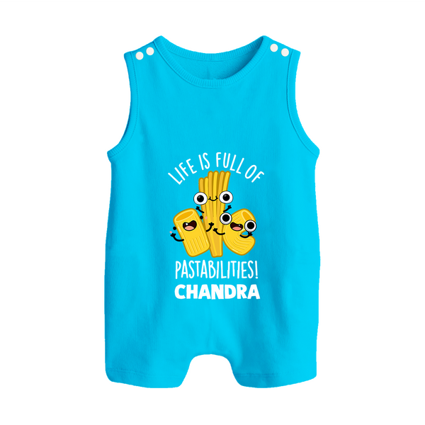 Pasta Lover Button Romper - SKY BLUE - New Born (Chest 18")