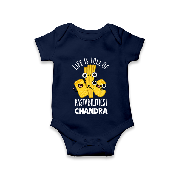 Pasta Lover Baby Romper - NAVY BLUE - New Born (Chest 14")