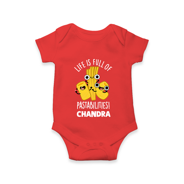 Pasta Lover Baby Romper - RED - New Born (Chest 14")