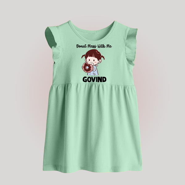 Donut Mess With Me Baby Frock - MINT GREEN - 0 - 3 Months Old (Chest 17")