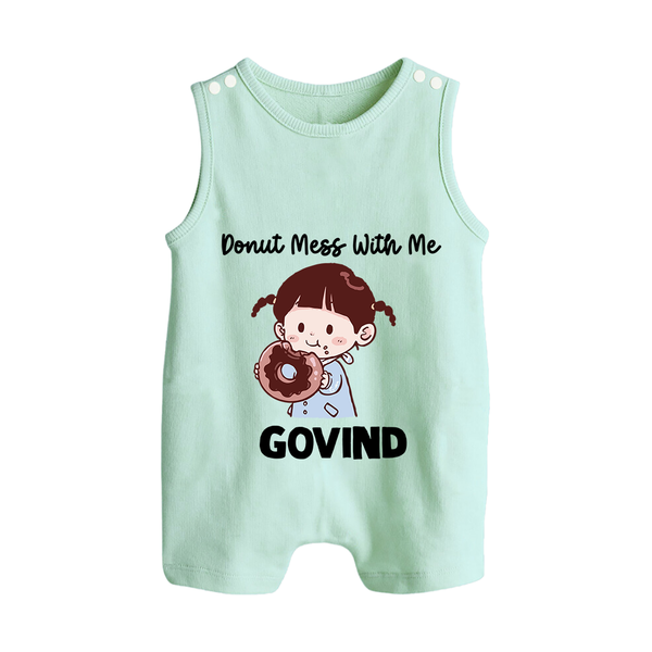 Donut Mess With Me Button Romper - MINT GREEN - New Born (Chest 18")