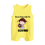 Donut Mess With Me Button Romper - PASTEL YELLOW - New Born (Chest 18")