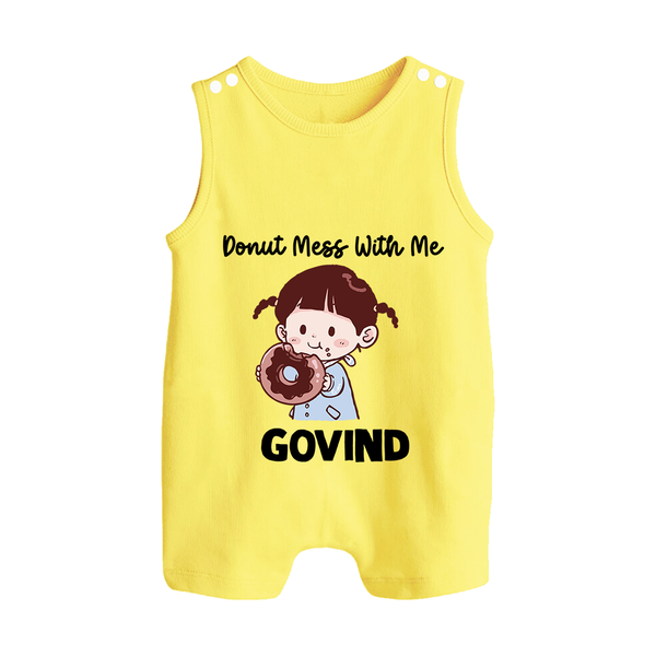 Donut Mess With Me Button Romper - PASTEL YELLOW - New Born (Chest 18")