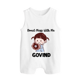 Donut Mess With Me Button Romper - WHITE - New Born (Chest 18")