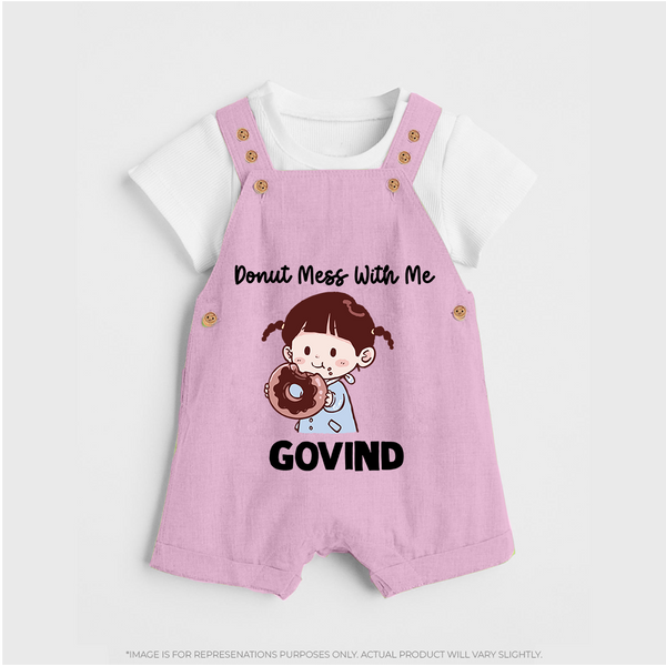 Donut Mess With Me Dungaree - BABY PINK - 0 - 5 Months Old (Chest 18")