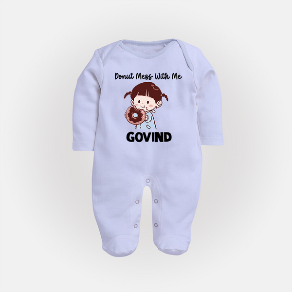 Donut Mess With Me Full body suit - BABY BLUE - New Born (Chest 7.5")