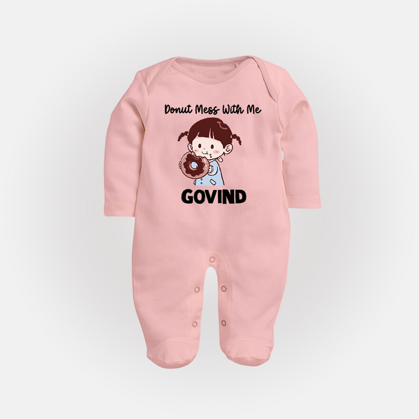 Donut Mess With Me Full body suit - BABY PINK - New Born (Chest 7.5")