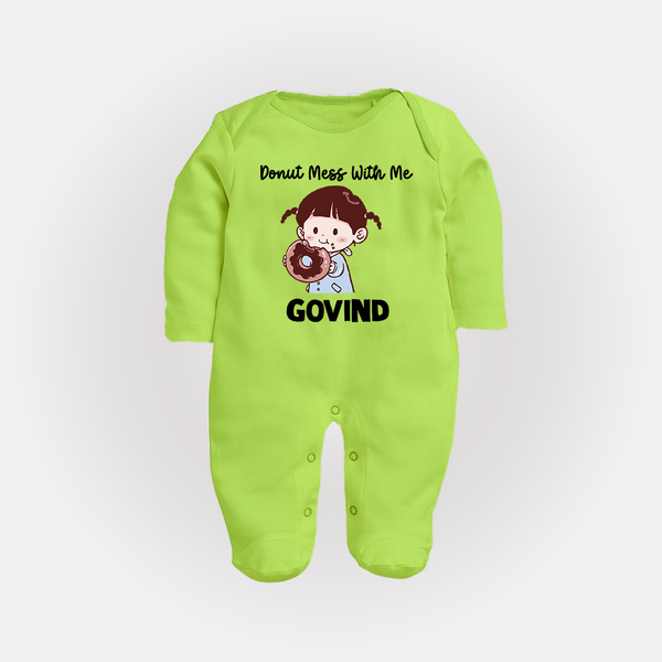 Donut Mess With Me Full body suit - LIME GREEN - New Born (Chest 7.5")