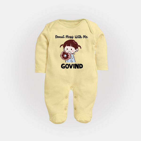 Donut Mess With Me Full body suit - PASTEL YELLOW - New Born (Chest 7.5")