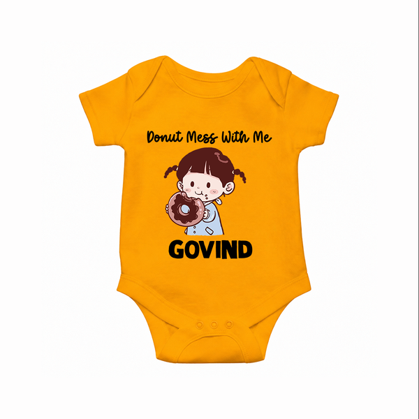 Donut Mess With Me Baby Romper - CHROME YELLOW - New Born (Chest 14")