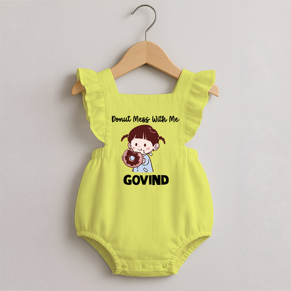 Donut Mess With Me Romper Frock - PASTEL YELLOW - 0 - 3 Months Old (Chest 19")