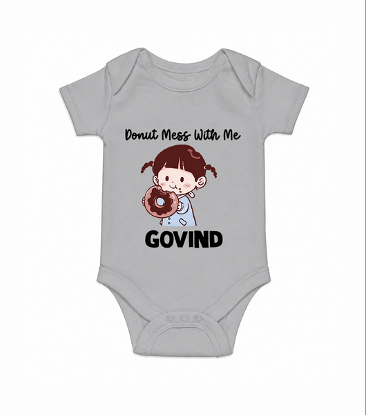 Donut Mess With Me Baby Romper - GREY - New Born (Chest 14")