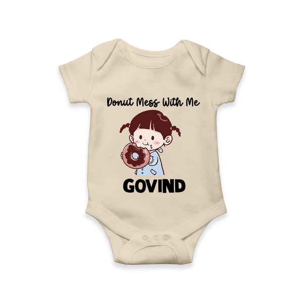 Donut Mess With Me Baby Romper - IVORY - New Born (Chest 14")