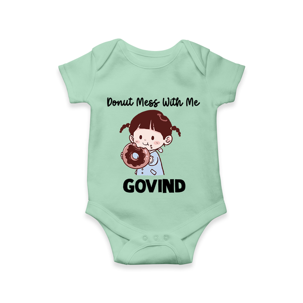 Donut Mess With Me Baby Romper - MINT GREEN - New Born (Chest 14")