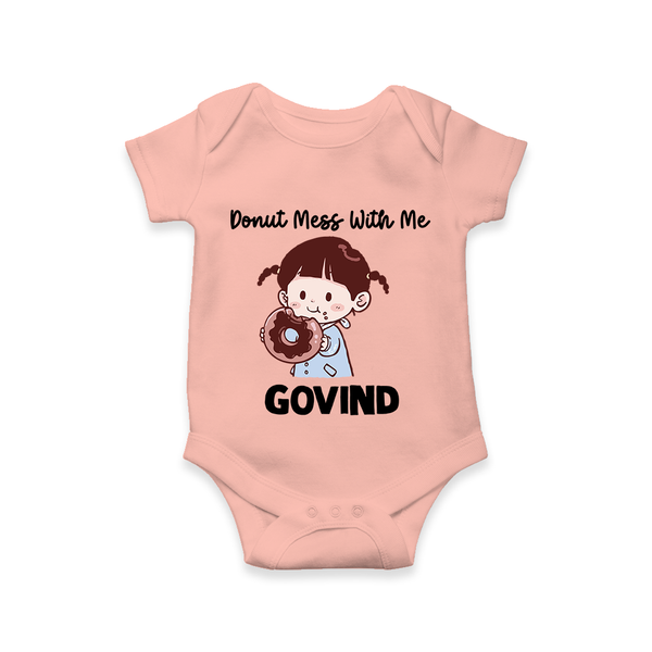 Donut Mess With Me Baby Romper - PEACH - New Born (Chest 14")