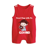 Donut Mess With Me Button Romper - RED - New Born (Chest 18")