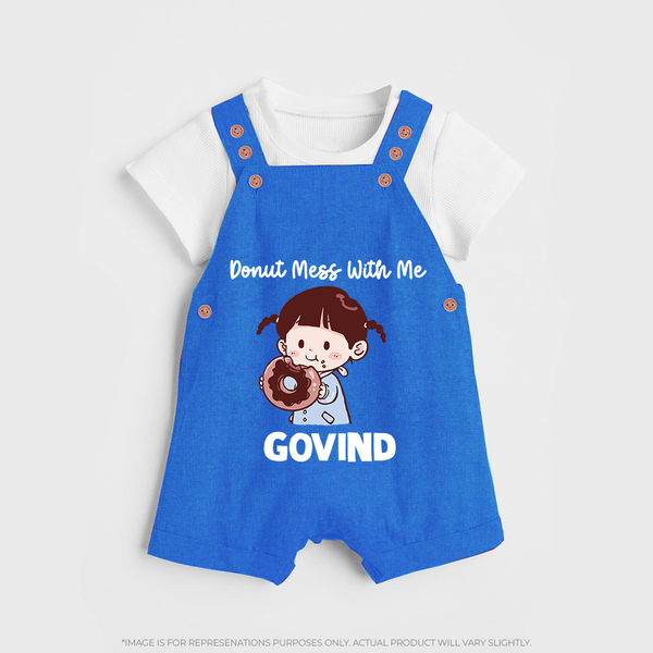 Donut Mess With Me Dungaree - COBALT BLUE - 0 - 5 Months Old (Chest 18")